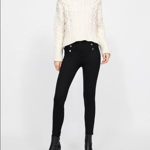 Zara basic black lagging with metal buttons.